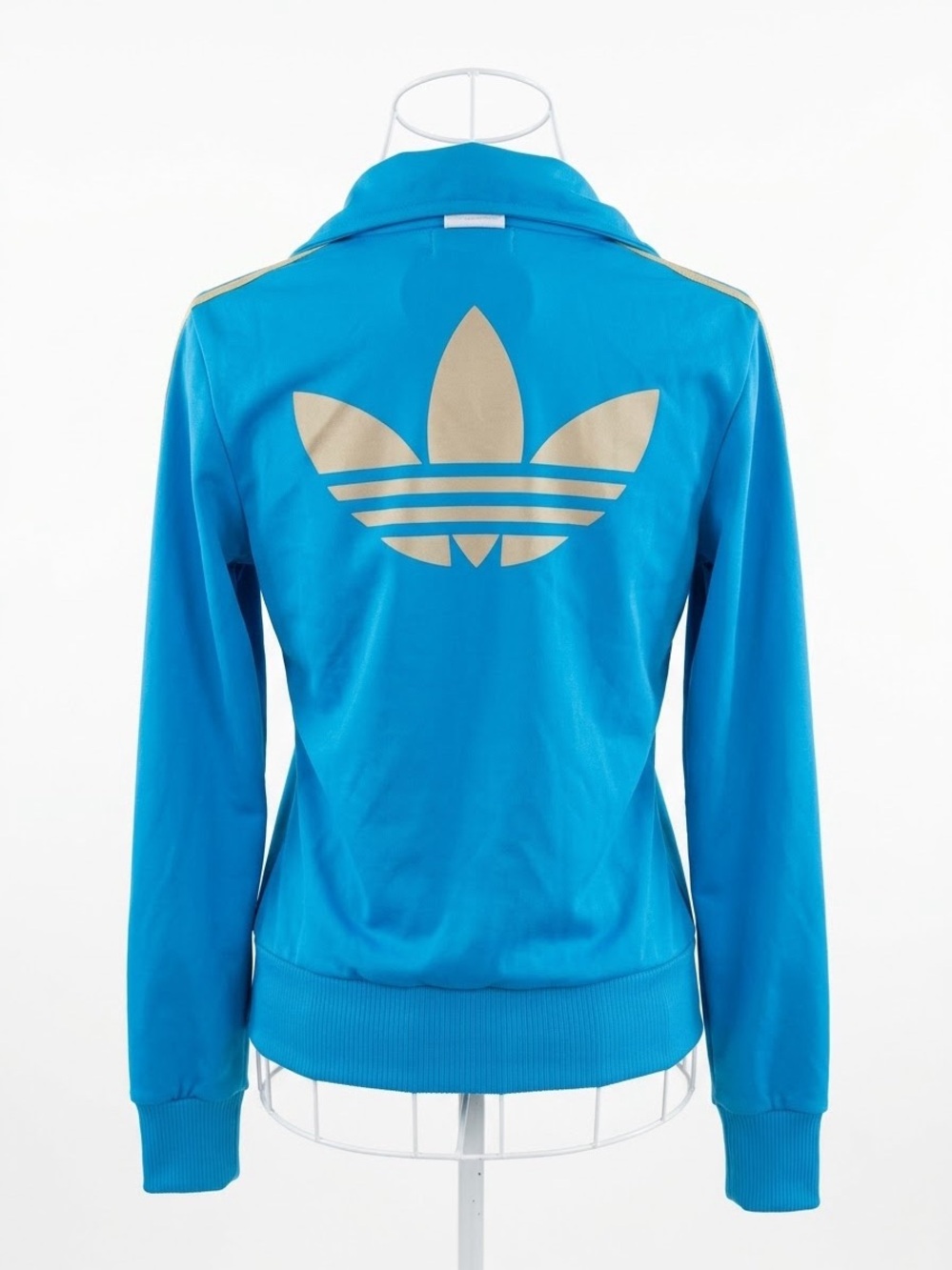 ⁠Vintage Y2K Adidas Originals Track Jacket Blue Beige Trefoil Back Logo Small⁠